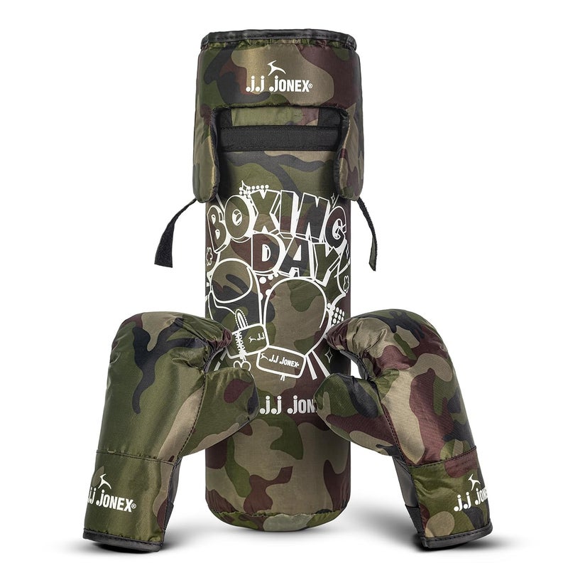 Jonex JJ Jonex Sports Kids Boxing Punching Bag Set - Heavy Boxing Bag with Gloves for Boys & Girls (Ages 3-8) - Camouflage - Image 1